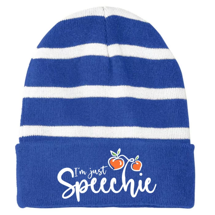 I'm Just Speechie Slp Meaningful Gift Striped Beanie with Solid Band