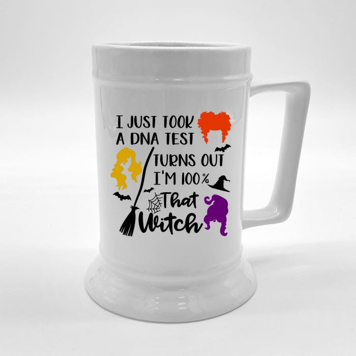 I Just Took A Dna Test Turns Out I'm 100 That Witch Halloween Quote Front & Back Beer Stein