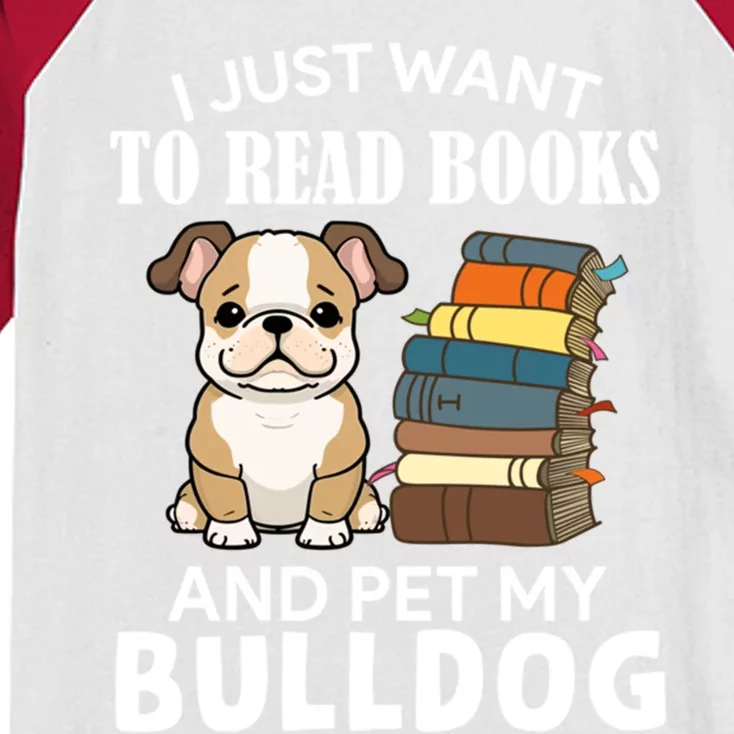 I Just Want To Read Books And Pet My Bulldog Dog Lover Xmas Cute Gift Kids Colorblock Raglan Jersey