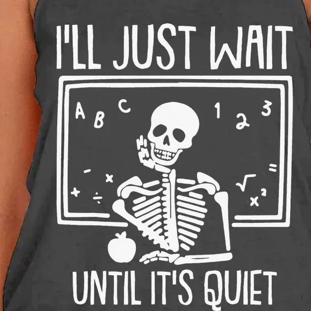 Ill Just Wait Until Its Quiet Teacher Lazy Halloween Costume Women's Knotted Racerback Tank