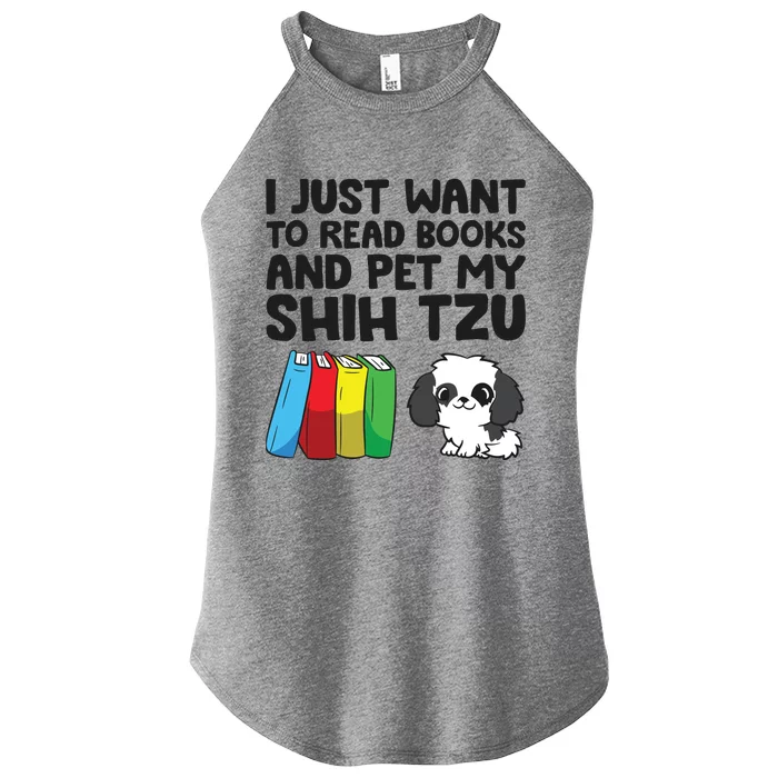 I Just Want To Read Books And Pet My Shih Tzu Women’s Perfect Tri Rocker Tank