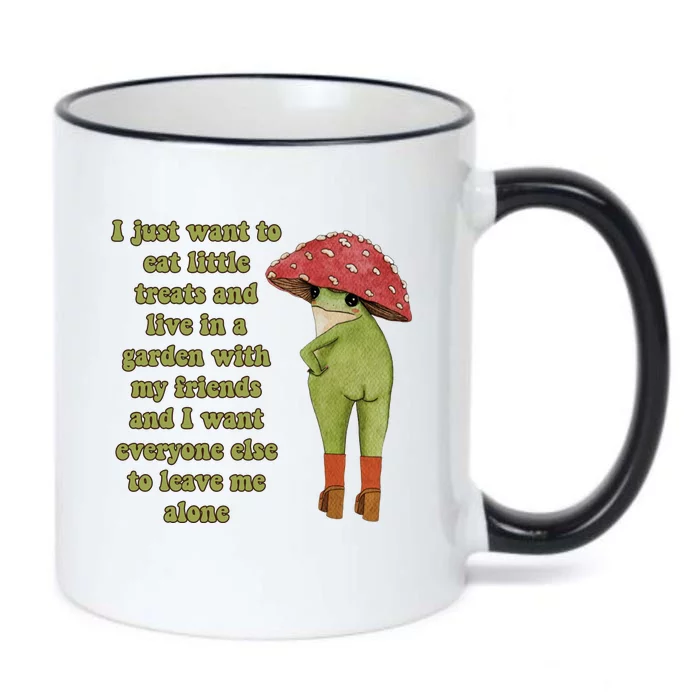 I Just Want To Eat Little Treats Funny Cartoon Frog Black Color Changing Mug