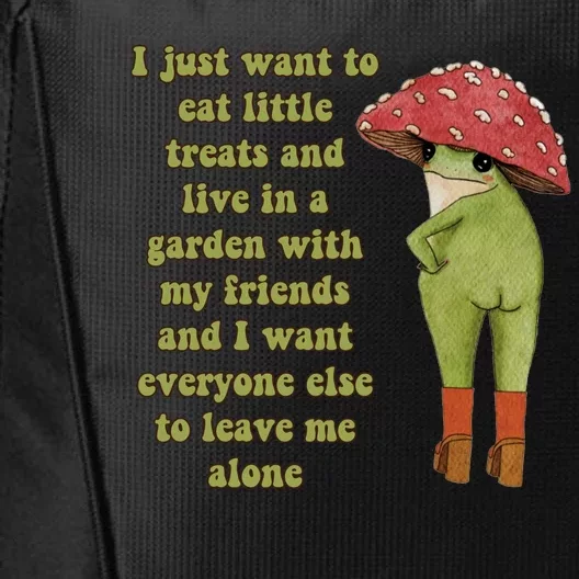 I Just Want To Eat Little Treats Funny Cartoon Frog City Backpack