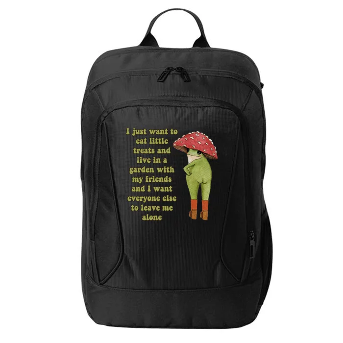 I Just Want To Eat Little Treats Funny Cartoon Frog City Backpack