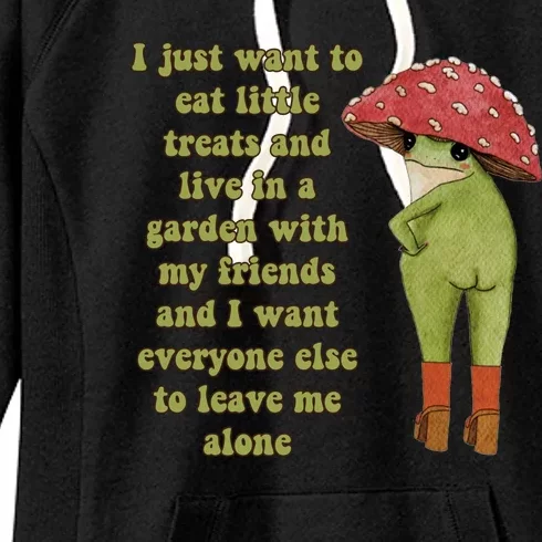 I Just Want To Eat Little Treats Funny Cartoon Frog Women's Fleece Hoodie