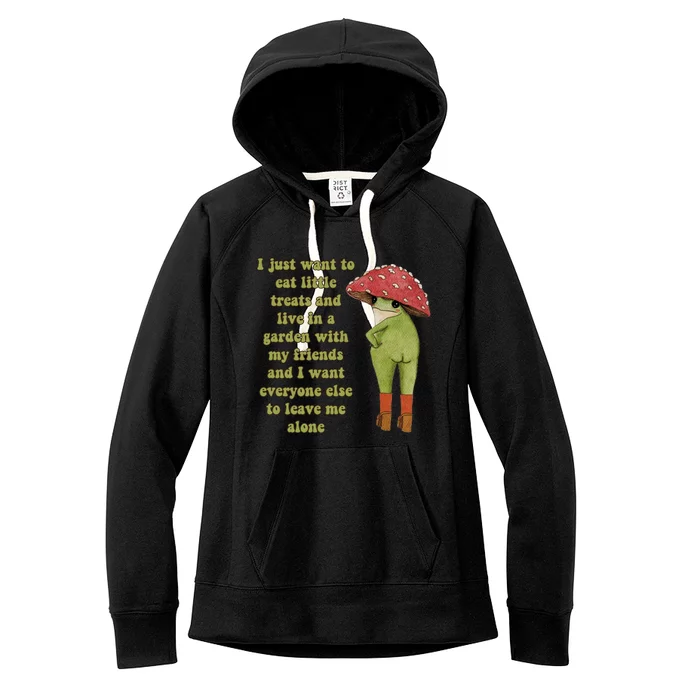 I Just Want To Eat Little Treats Funny Cartoon Frog Women's Fleece Hoodie