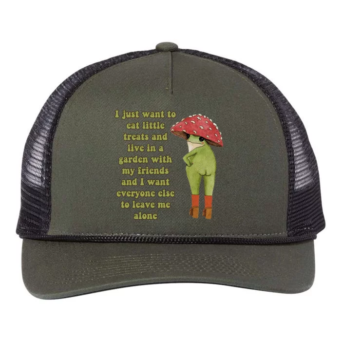 I Just Want To Eat Little Treats Funny Cartoon Frog Retro Rope Trucker Hat Cap