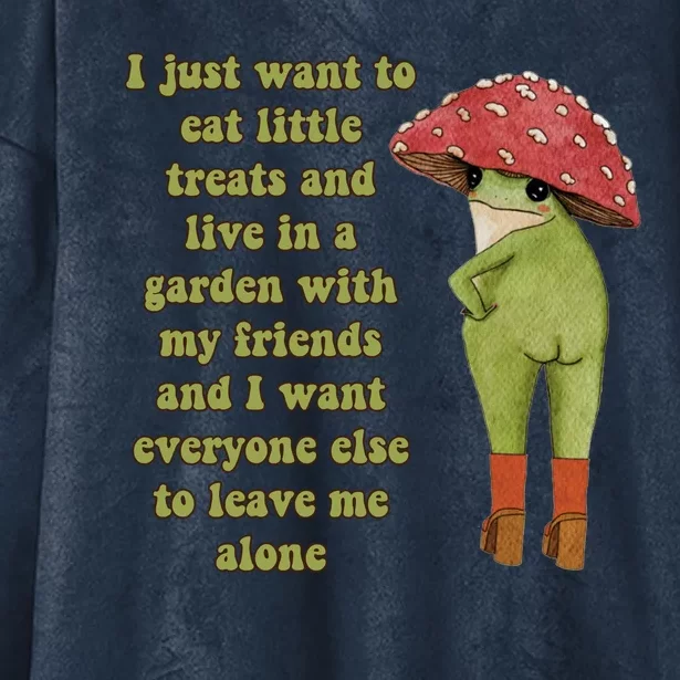 I Just Want To Eat Little Treats Funny Cartoon Frog Hooded Wearable Blanket