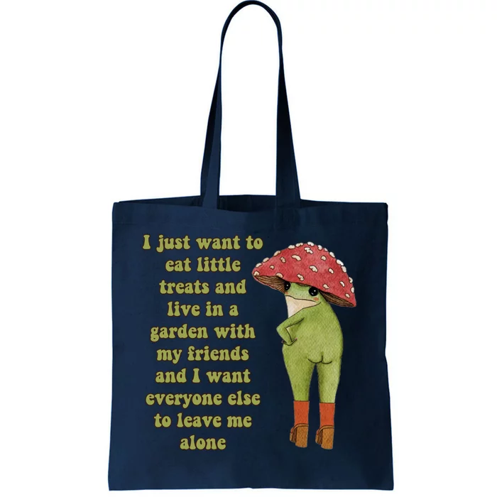 I Just Want To Eat Little Treats Funny Cartoon Frog Tote Bag