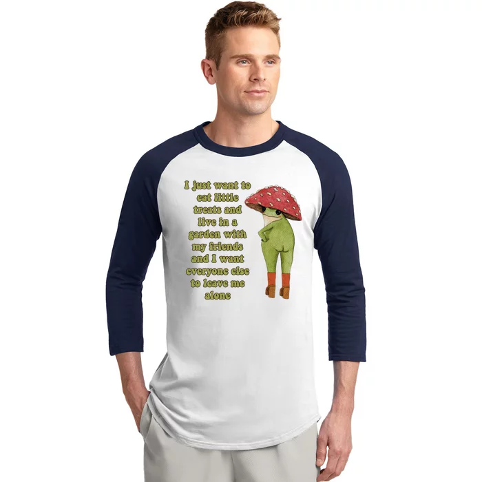 I Just Want To Eat Little Treats Funny Cartoon Frog Baseball Sleeve Shirt