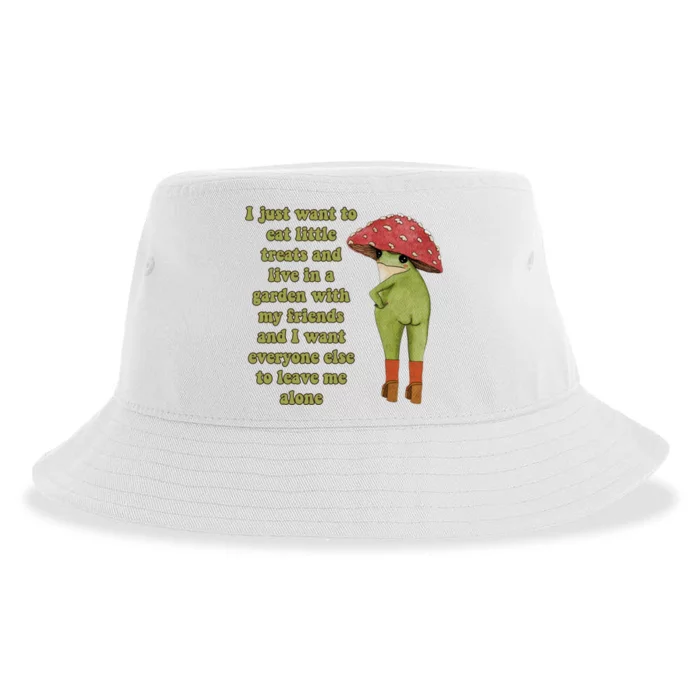 I Just Want To Eat Little Treats Funny Cartoon Frog Sustainable Bucket Hat