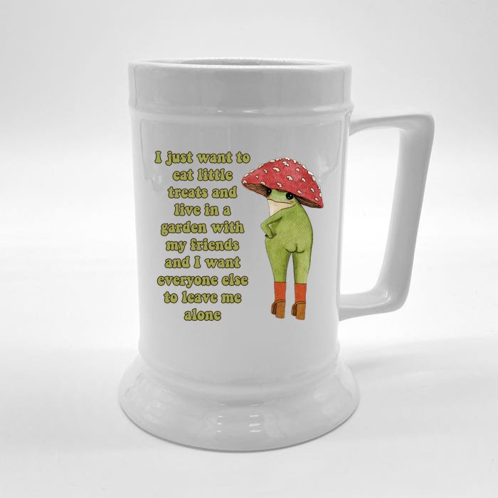 I Just Want To Eat Little Treats Funny Cartoon Frog Front & Back Beer Stein