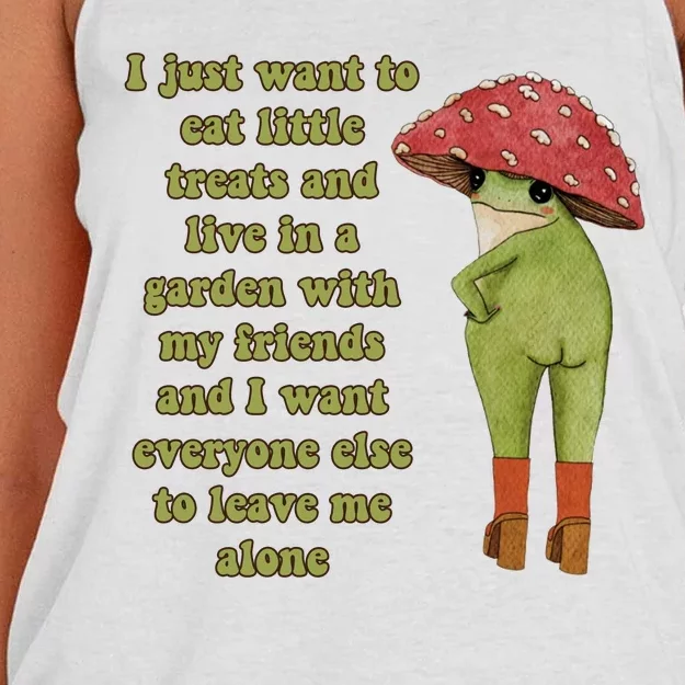 I Just Want To Eat Little Treats Funny Cartoon Frog Women's Knotted Racerback Tank