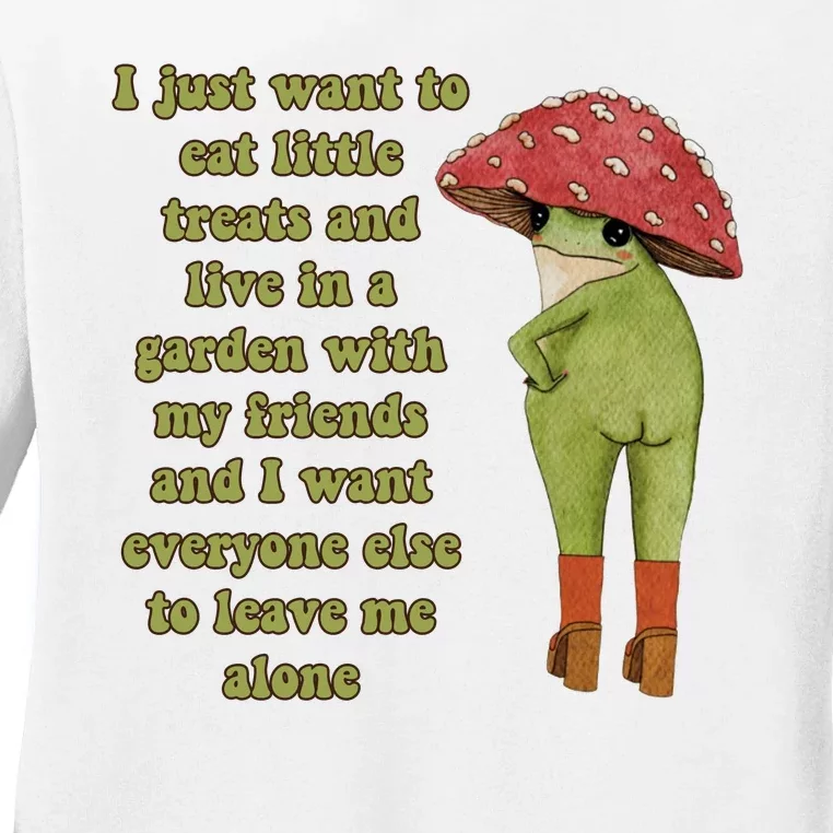 I Just Want To Eat Little Treats Funny Cartoon Frog Ladies Long Sleeve Shirt