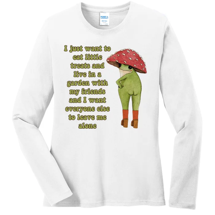 I Just Want To Eat Little Treats Funny Cartoon Frog Ladies Long Sleeve Shirt