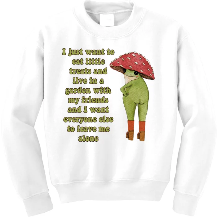 I Just Want To Eat Little Treats Funny Cartoon Frog Kids Sweatshirt