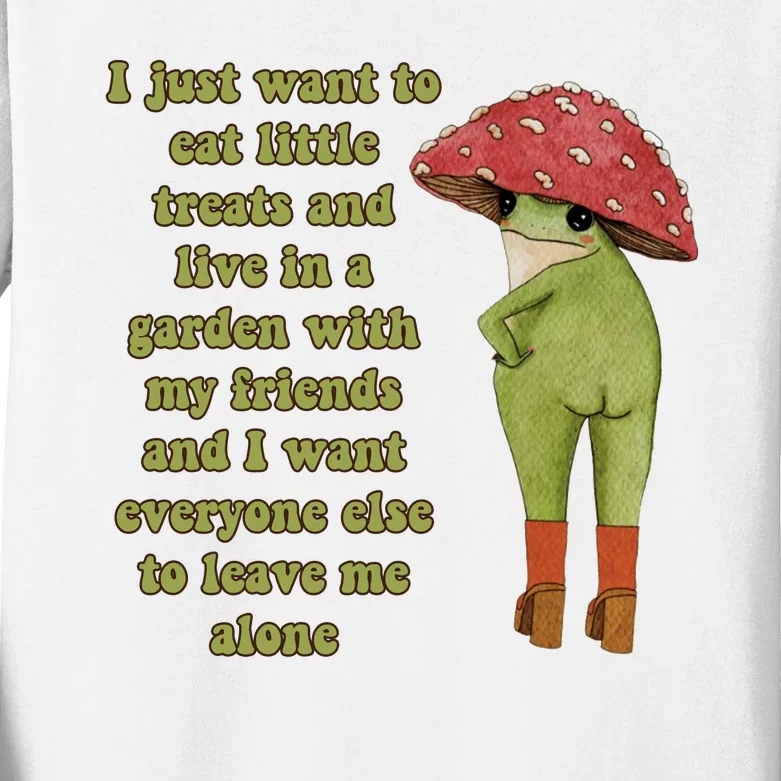 I Just Want To Eat Little Treats Funny Cartoon Frog Kids Long Sleeve Shirt