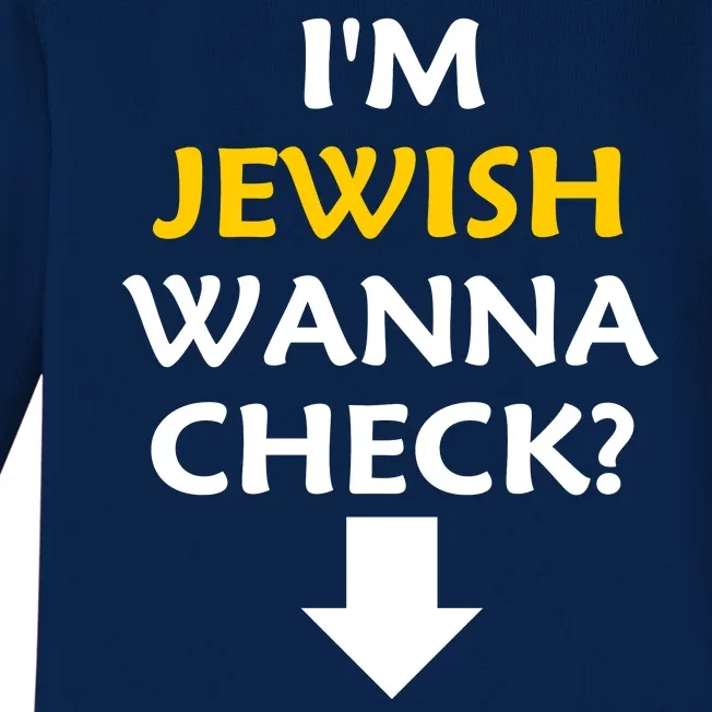 IM Jewish Wanna Check? Hebrew Jews Passover Jewish Baby Long Sleeve Bodysuit