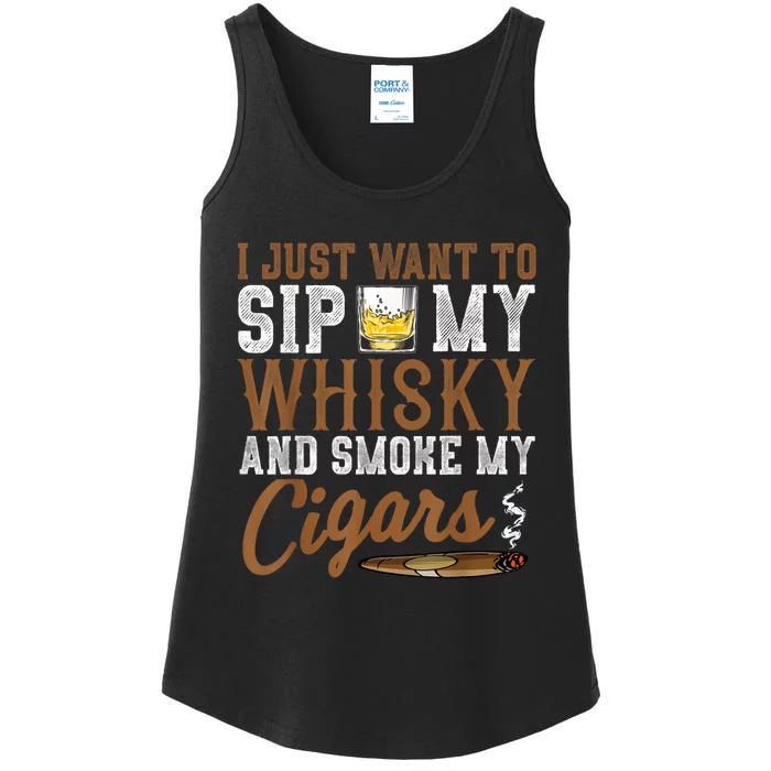 I Just Want To Sip My Whiskey & Smoke My Cigars Grandpa Ladies Essential Tank