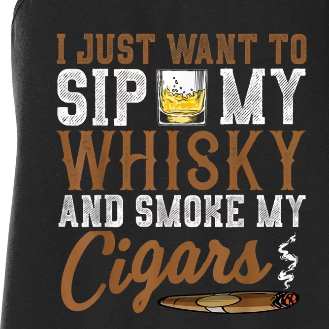 I Just Want To Sip My Whiskey & Smoke My Cigars Grandpa Women's Racerback Tank