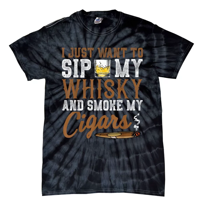 I Just Want To Sip My Whiskey & Smoke My Cigars Grandpa Tie-Dye T-Shirt