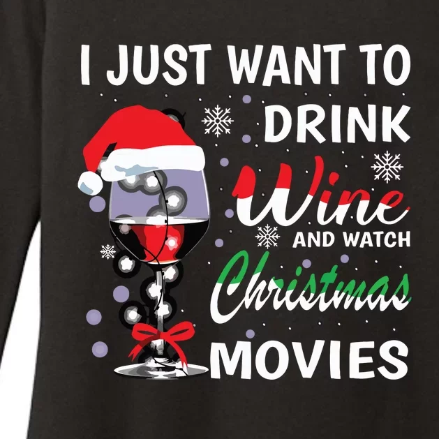 I Just Want To Drink Wine And Watch Christmas Movies Womens CVC Long Sleeve Shirt