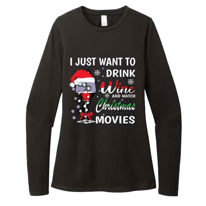 I Just Want To Drink Wine And Watch Christmas Movies Womens CVC Long Sleeve Shirt