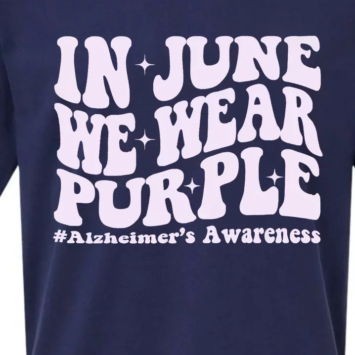 In June We Wear Purple Alzheimers Awareness Groovy & Wavy Sueded Cloud Jersey T-Shirt