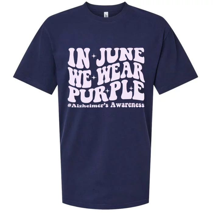 In June We Wear Purple Alzheimers Awareness Groovy & Wavy Sueded Cloud Jersey T-Shirt