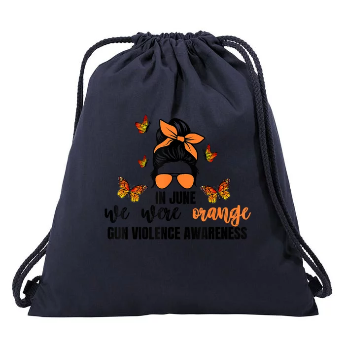 In June We Wear Orange Gun Violence Awareness Day Drawstring Bag