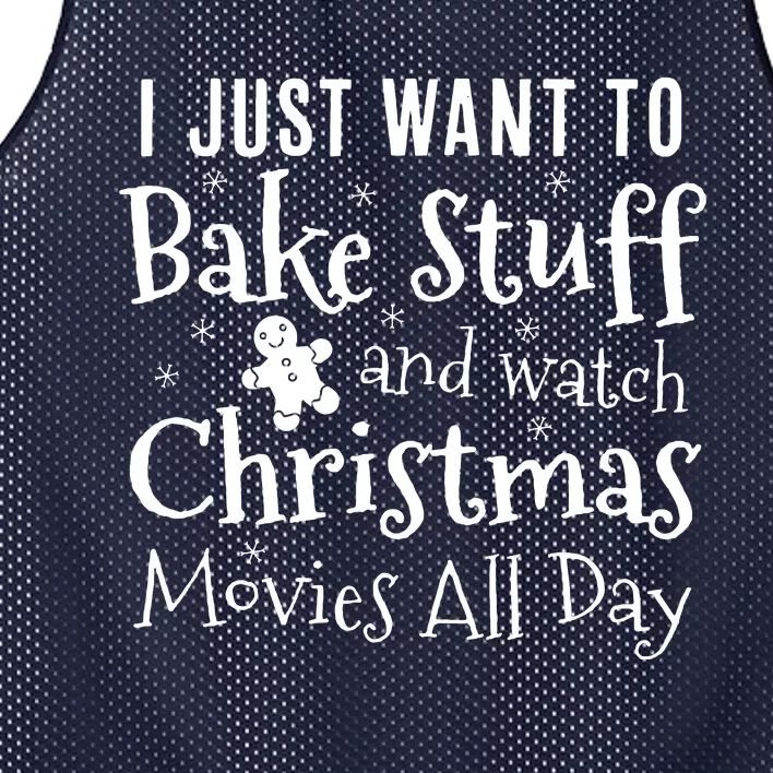 I Just Want To Bake Stuff And Watch Christmas Movies Red Mesh Reversible Basketball Jersey Tank