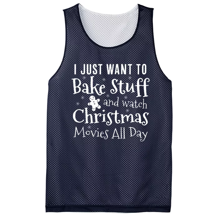 I Just Want To Bake Stuff And Watch Christmas Movies Red Mesh Reversible Basketball Jersey Tank