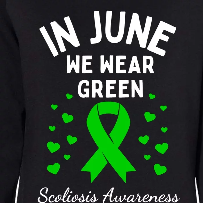 In June We Wear Green Ribbon Heart Scoliosis Awareness Gift Womens California Wash Sweatshirt