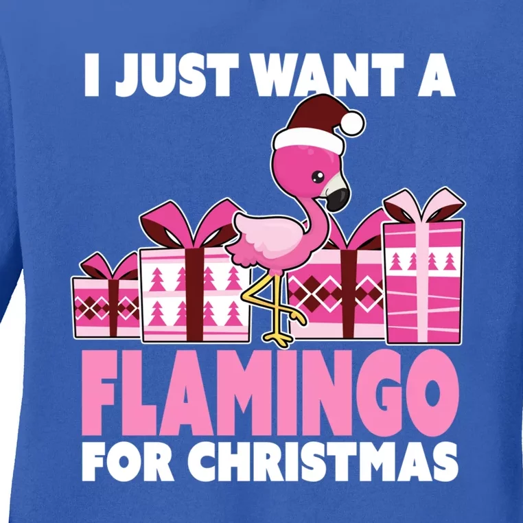 I Just Want A Flamingo For Christmas Flamingo Christmas Cute Gift Ladies Long Sleeve Shirt