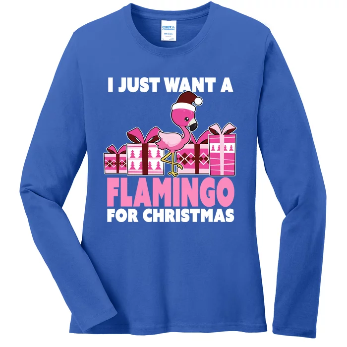 I Just Want A Flamingo For Christmas Flamingo Christmas Cute Gift Ladies Long Sleeve Shirt