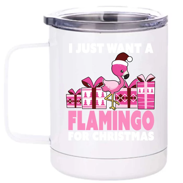 I Just Want A Flamingo For Christmas Flamingo Christmas Cute Gift Front & Back 12oz Stainless Steel Tumbler Cup