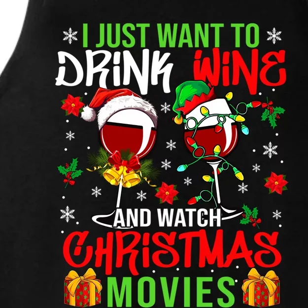 I Just Want To Wine And Watch Xmas Movies Santa Wines Funny Gift Ladies Tri-Blend Wicking Tank