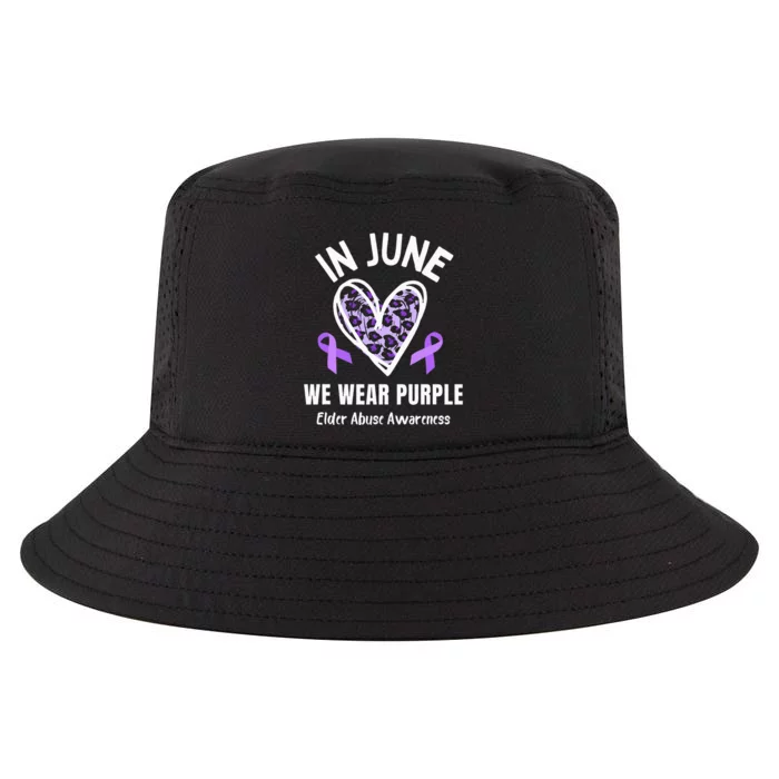 In June We Wear Purple Elder Abuse Awareness Leopard Heart Cool Comfort Performance Bucket Hat