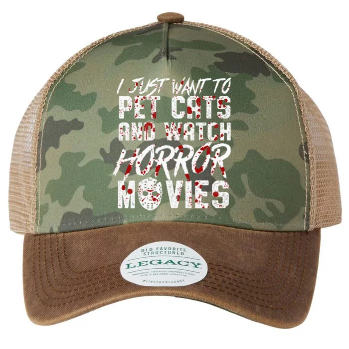 I Just Want To Pet Cats And Watch Horror Movies Halloween Legacy Tie Dye Trucker Hat