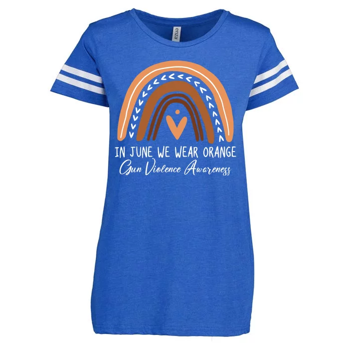 In June We Wear Orange Gun Violence Awareness Rainbow Enza Ladies Jersey Football T-Shirt