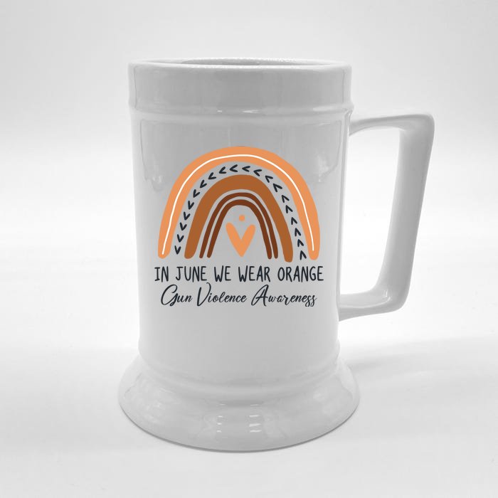 In June We Wear Orange Gun Violence Awareness Rainbow Front & Back Beer Stein