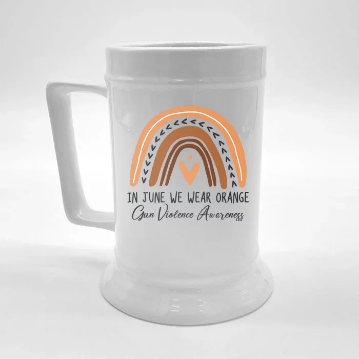 In June We Wear Orange Gun Violence Awareness Rainbow Front & Back Beer Stein