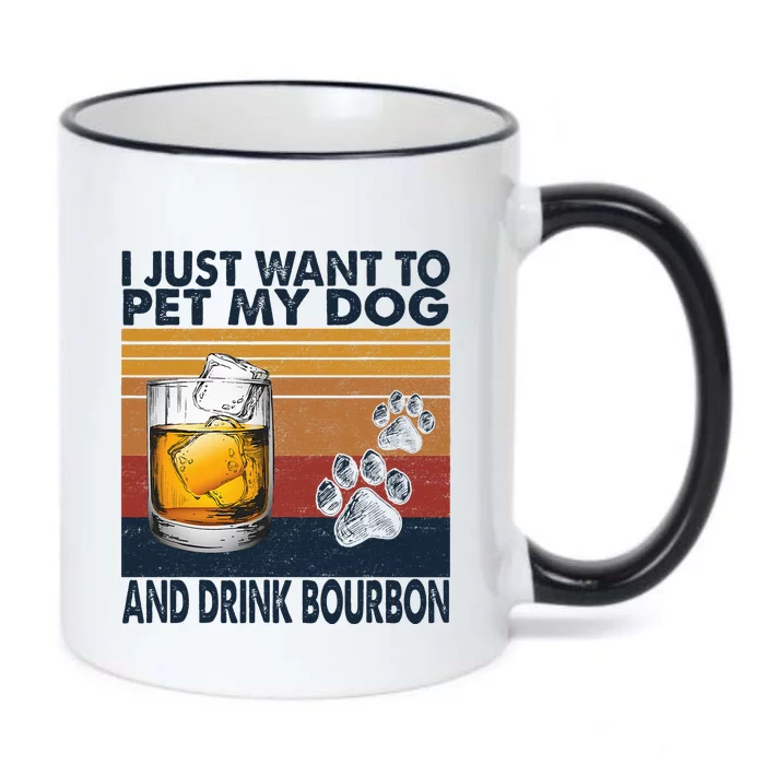 I Just Want To Pet My Dog And Drink Bourbon Animal Lover Black Color Changing Mug