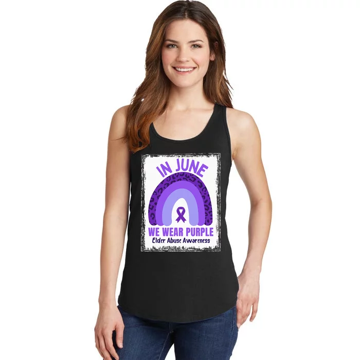 In June We Wear Purple Elder Abuse Awareness Ribbon Rainbow Ladies Essential Tank