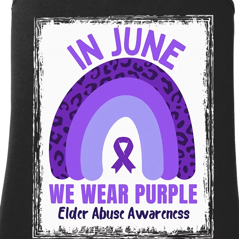 In June We Wear Purple Elder Abuse Awareness Ribbon Rainbow Ladies Essential Tank