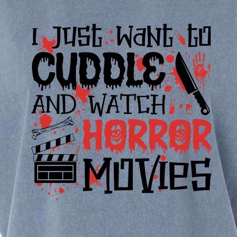 I Just Want To Cuddle And Watch Horror Movies Garment-Dyed Women's Muscle Tee