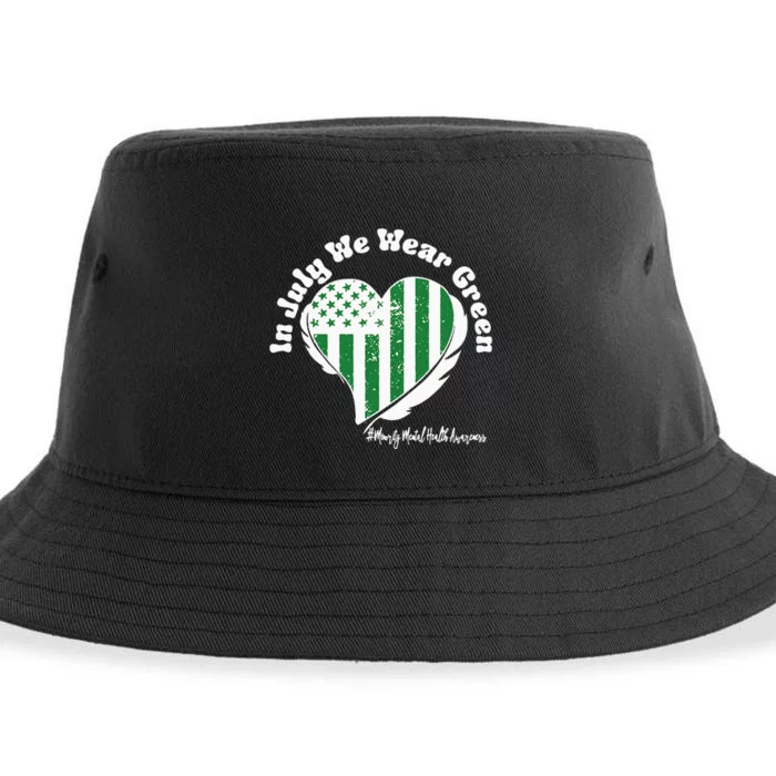 In July We Wear Green Minority Mental Health Awareness Heart Sustainable Bucket Hat