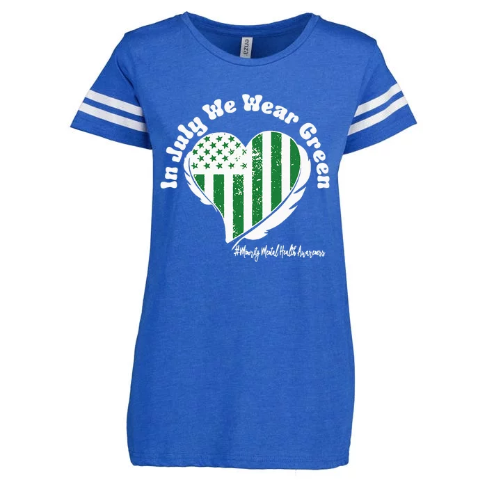 In July We Wear Green Minority Mental Health Awareness Heart Enza Ladies Jersey Football T-Shirt