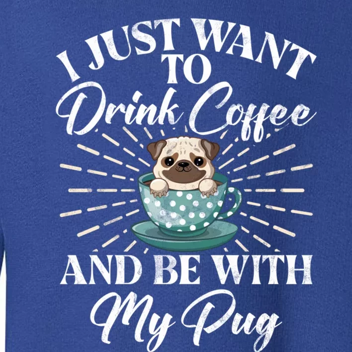 I Just Want To Coffee And Be With My Pug Gift Toddler Sweatshirt