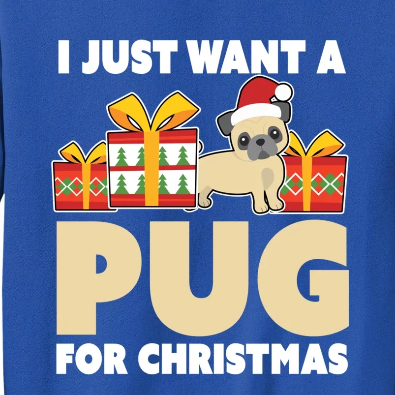 I Just Want A Pug For Christmas Cute Pug Owner Christmas Gift Tall Sweatshirt